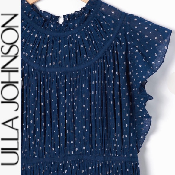 Ulla Johnson Jules Polka Dot Handkerchief Dress blue/white 2 - Picture 3 of 12